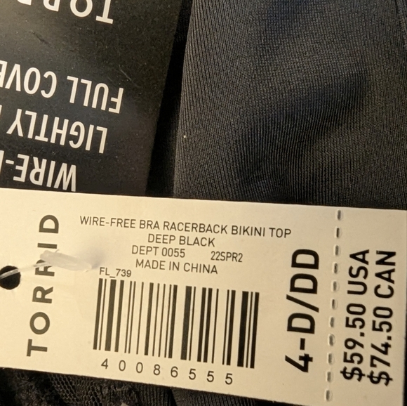 Torrid Wire-Free Bra Racerback Bikini Top plus size 4x D/DD, new! - Picture 11 of 11